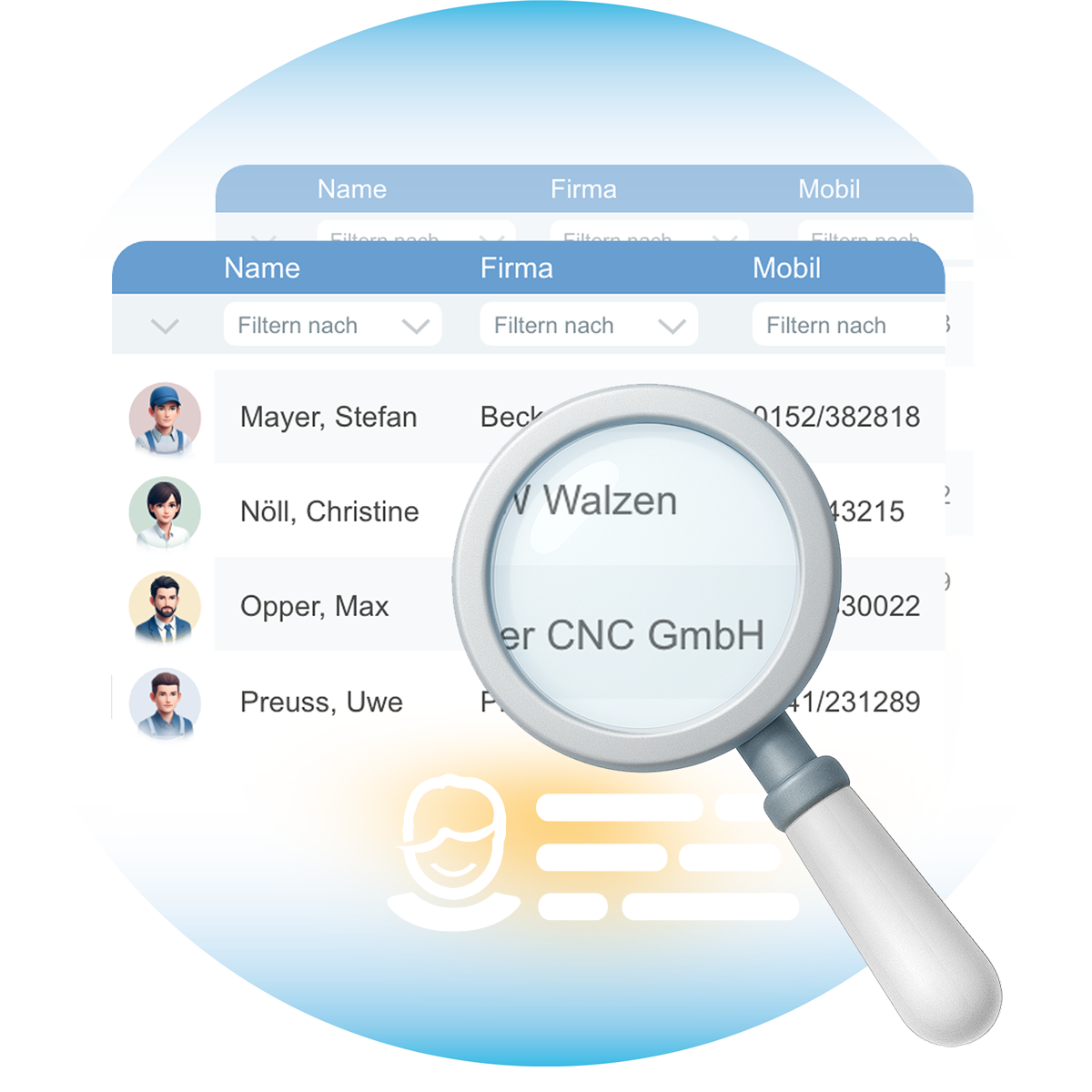 Das CRM von ONTIV. Kontakte und Firmen übersichtlich verwalten