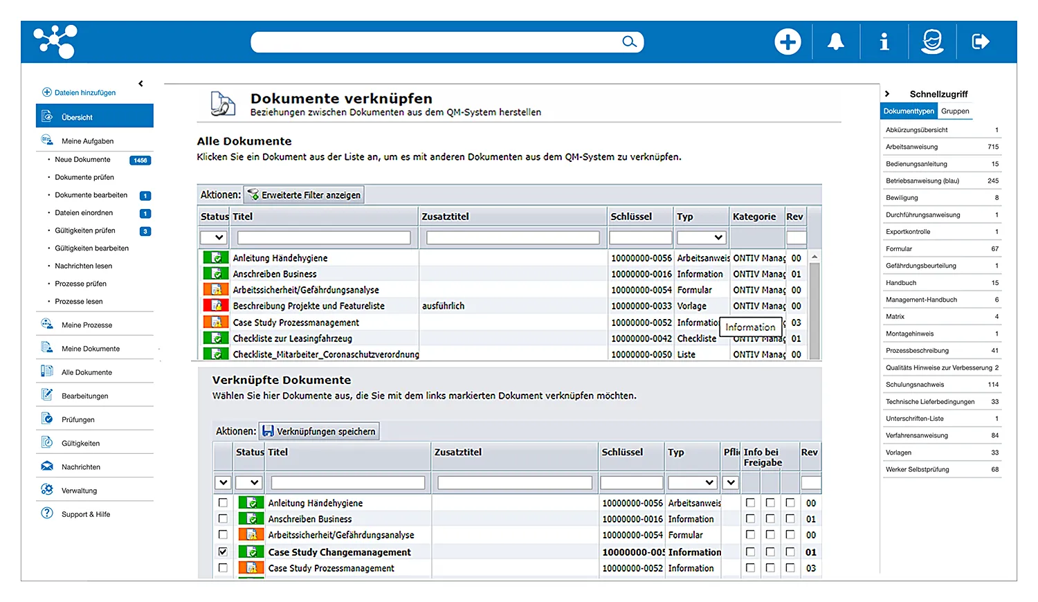 Permantente Verfügbarkeit von Verknüpfungen in der Jugglsuite von ONTIV