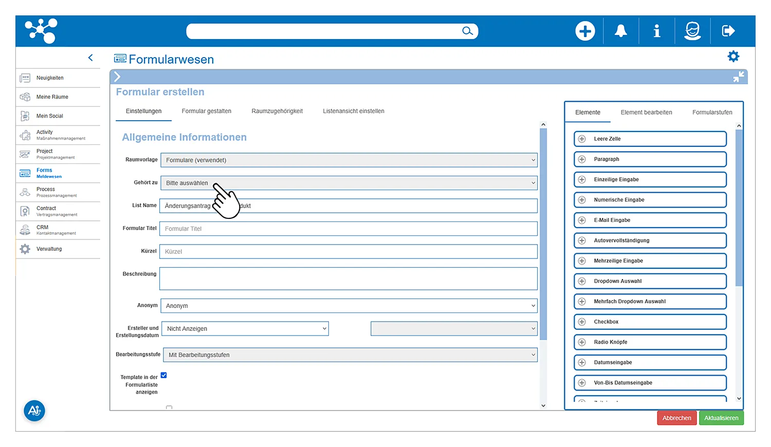 Formulare schnell mithilfe von Templates erstellen und nutzen