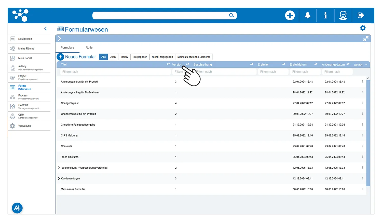 Formulare eindeutig Versionieren mit ONTIV