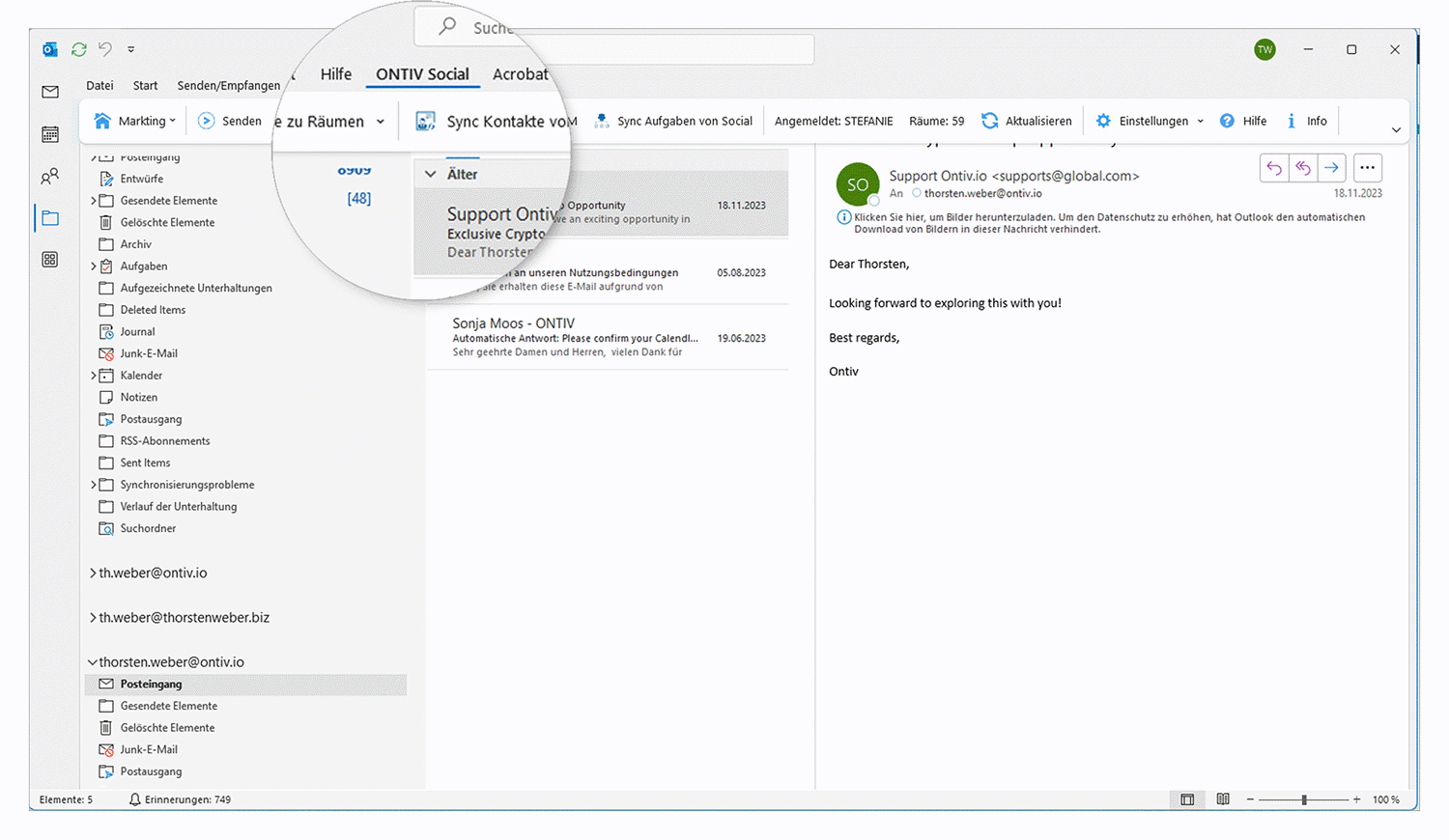Via Outlook-Connector E-Mail direkt in die Jugglsuite