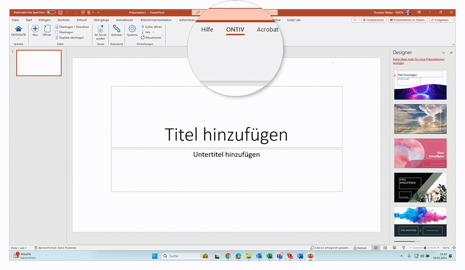 MS Office ist direkt in die Jugglsuite von ONTIV integriert
